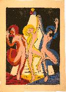 Ernst Ludwig Kirchner Colourful dance oil on canvas